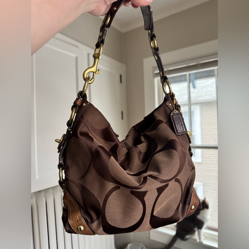 Y2K Vintage Coach Carly in Chocolate Brown Signature Print 🤎